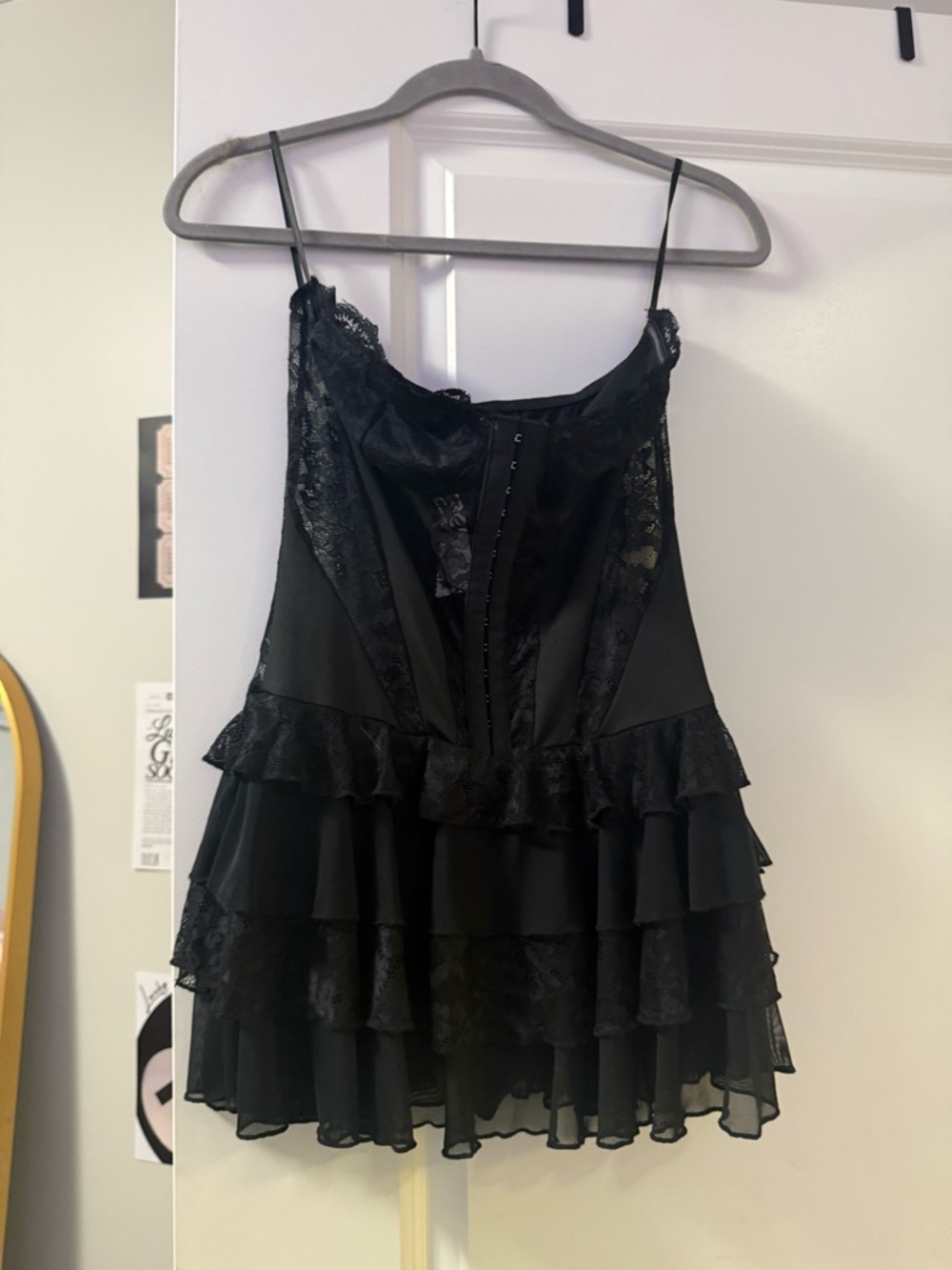 Windsor Black Lace Slip Dress with Hook Front